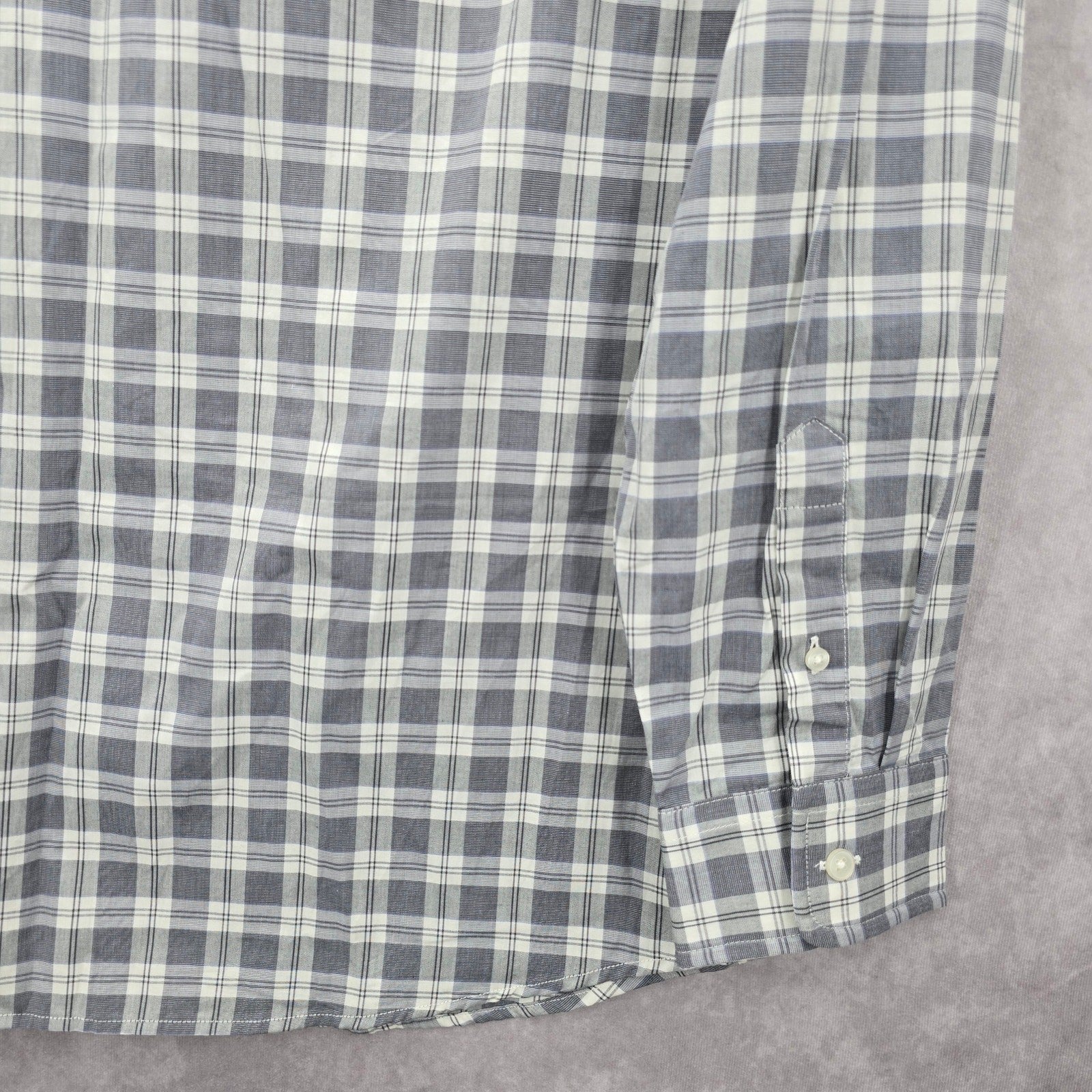 Gap Slim Fit Gray Plaid Long Sleeve Casual Work Mens Button Down Dress Shirt XL