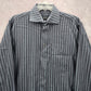 Artisti Italiani Grey Stipe Mens Work Cotton Button Down Dress Shirt XXL
