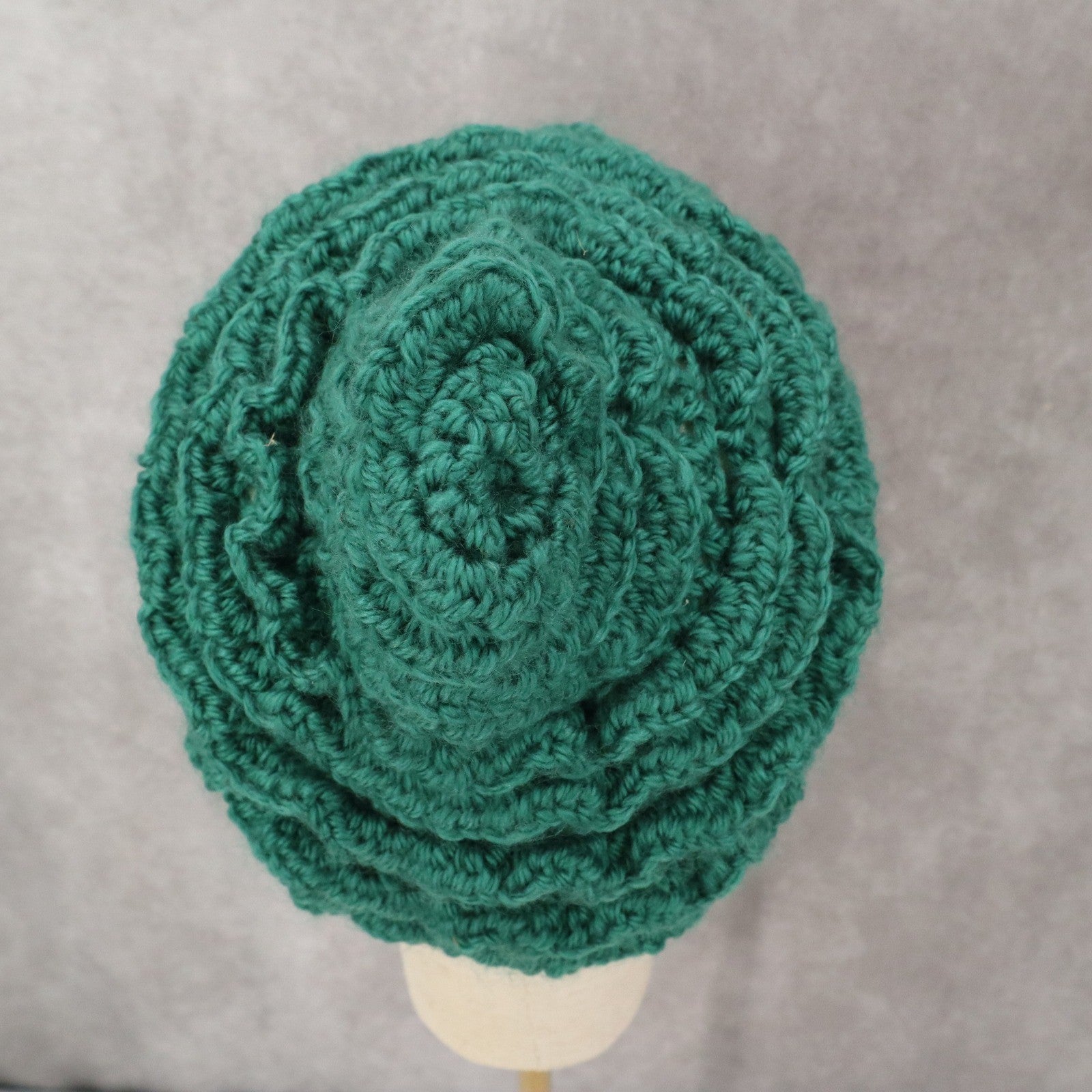 Green Crochet Elven Cable Knit Chunky Cottage Y2K Vintage Beanie Cap Hat OS