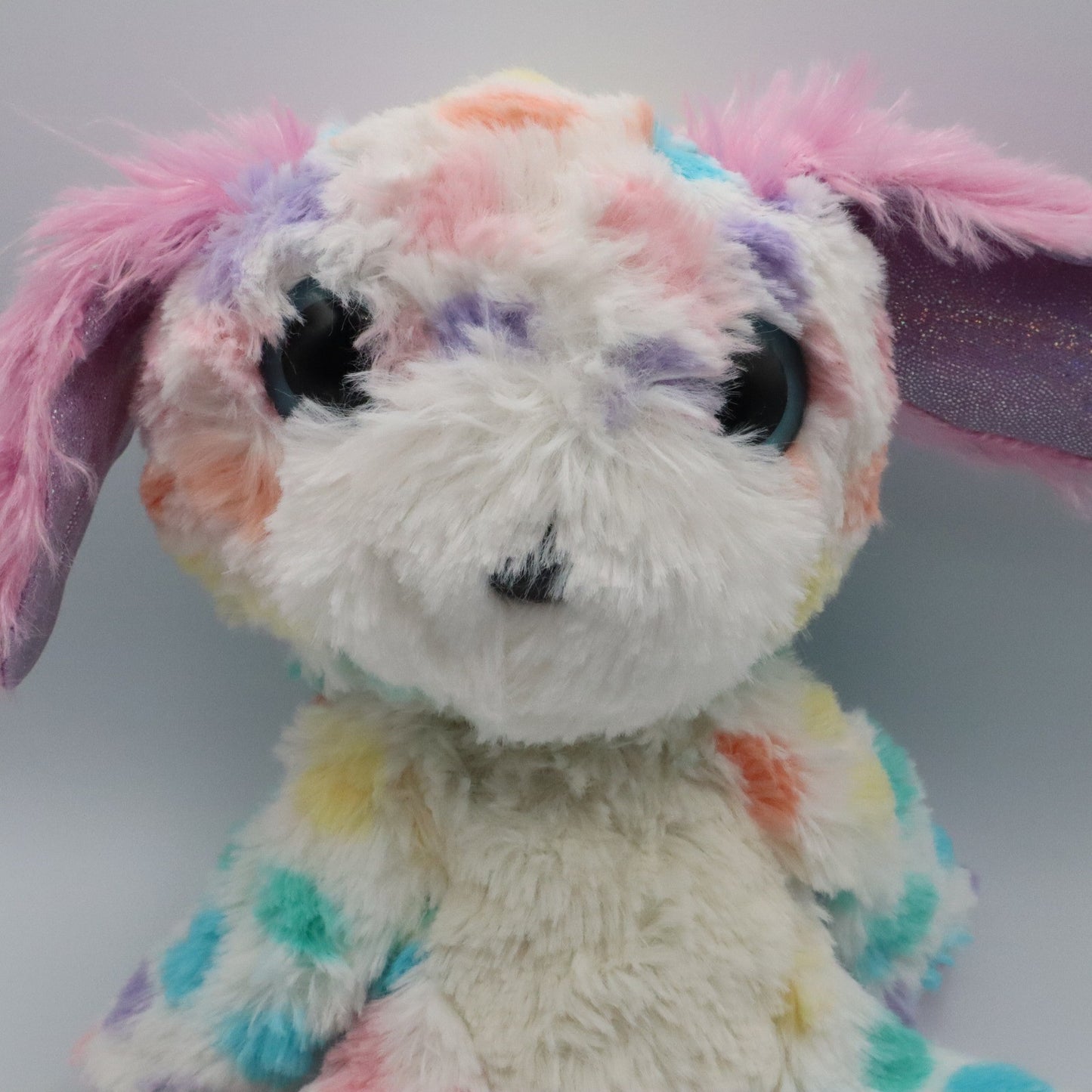 Colorful Bunny Plush Toy Stuffed Animal Soft Rainbow Pastel Sparkle Ears 9"