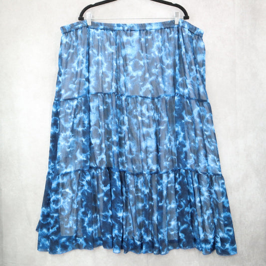Linea by Louis Dell'Olio Blue Flare Chic Boho Business Casual Romantic Skirt 3X