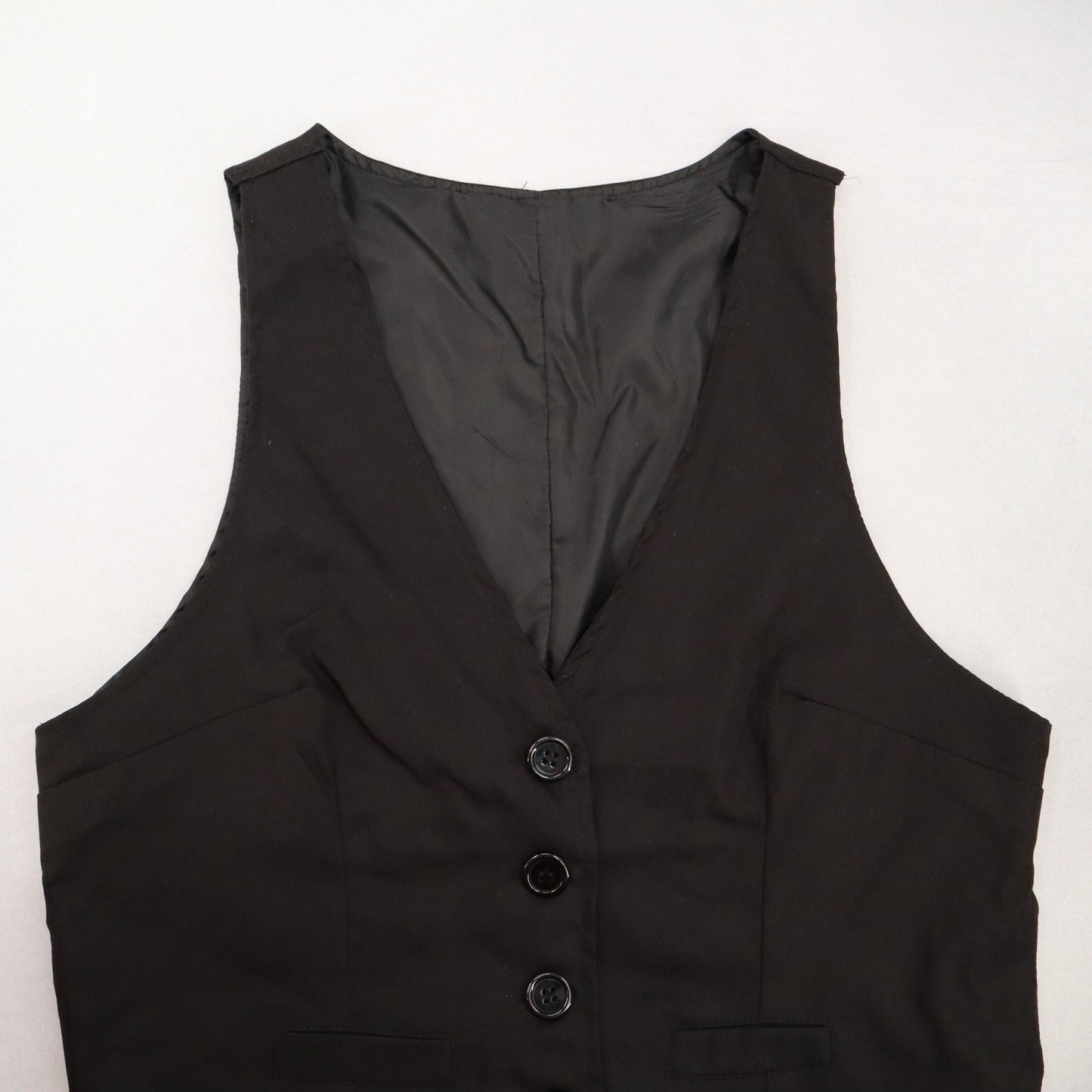 Black 4 Button Welt Pocket Point Buckle Waistcoat Tuxedo Formal Suit Vest 34S L