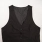 Black 4 Button Welt Pocket Point Buckle Waistcoat Tuxedo Formal Suit Vest 34S L