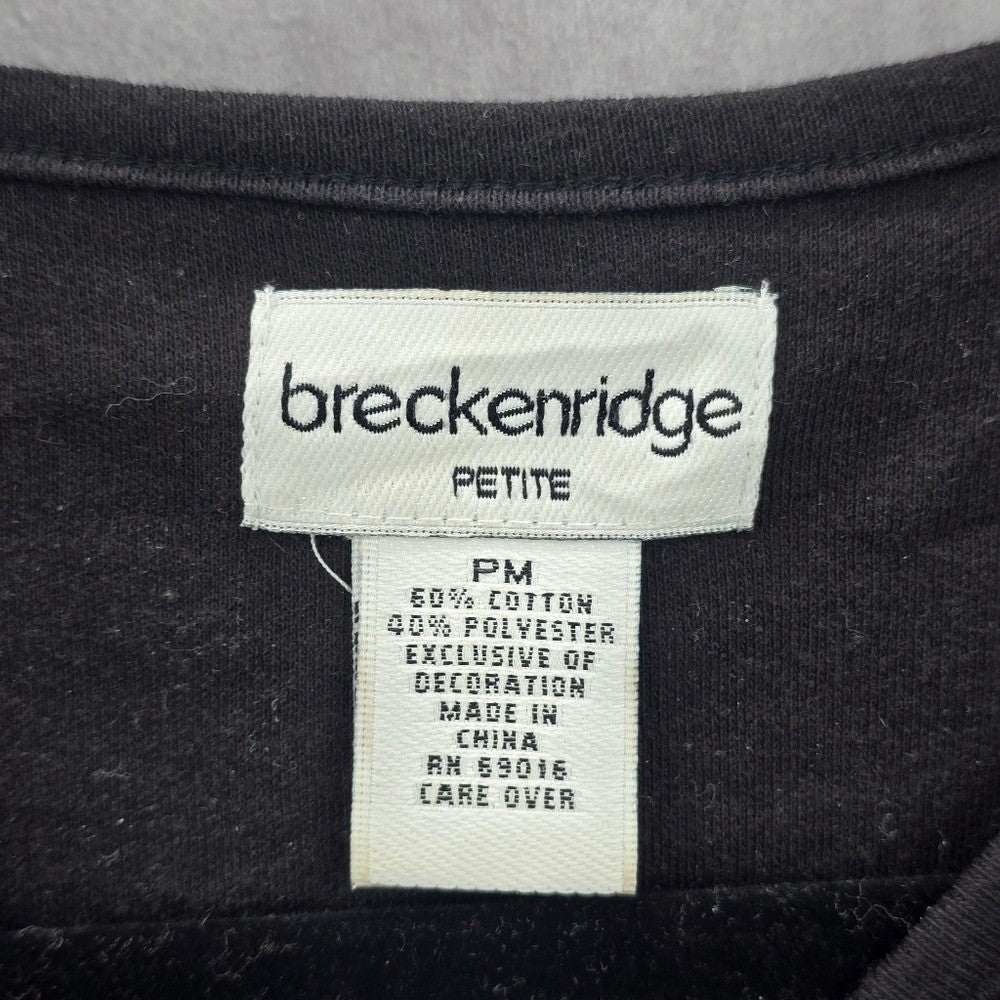 Breckenridge Black Christmas Embroidered Snowman Y2K Holiday Vintage Top Medium
