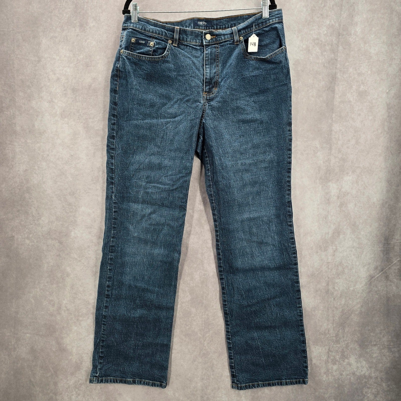 IZOD Blue Cotton Denim Jeans Straight Leg Classic Fit Western Pants Plus 16