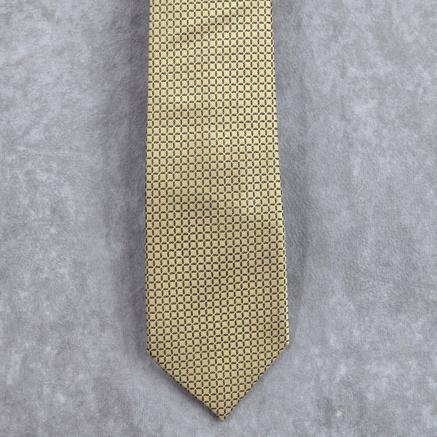 Zeke Gold Gray Geometric Square Executive Silk Executive Neck Tie Men's