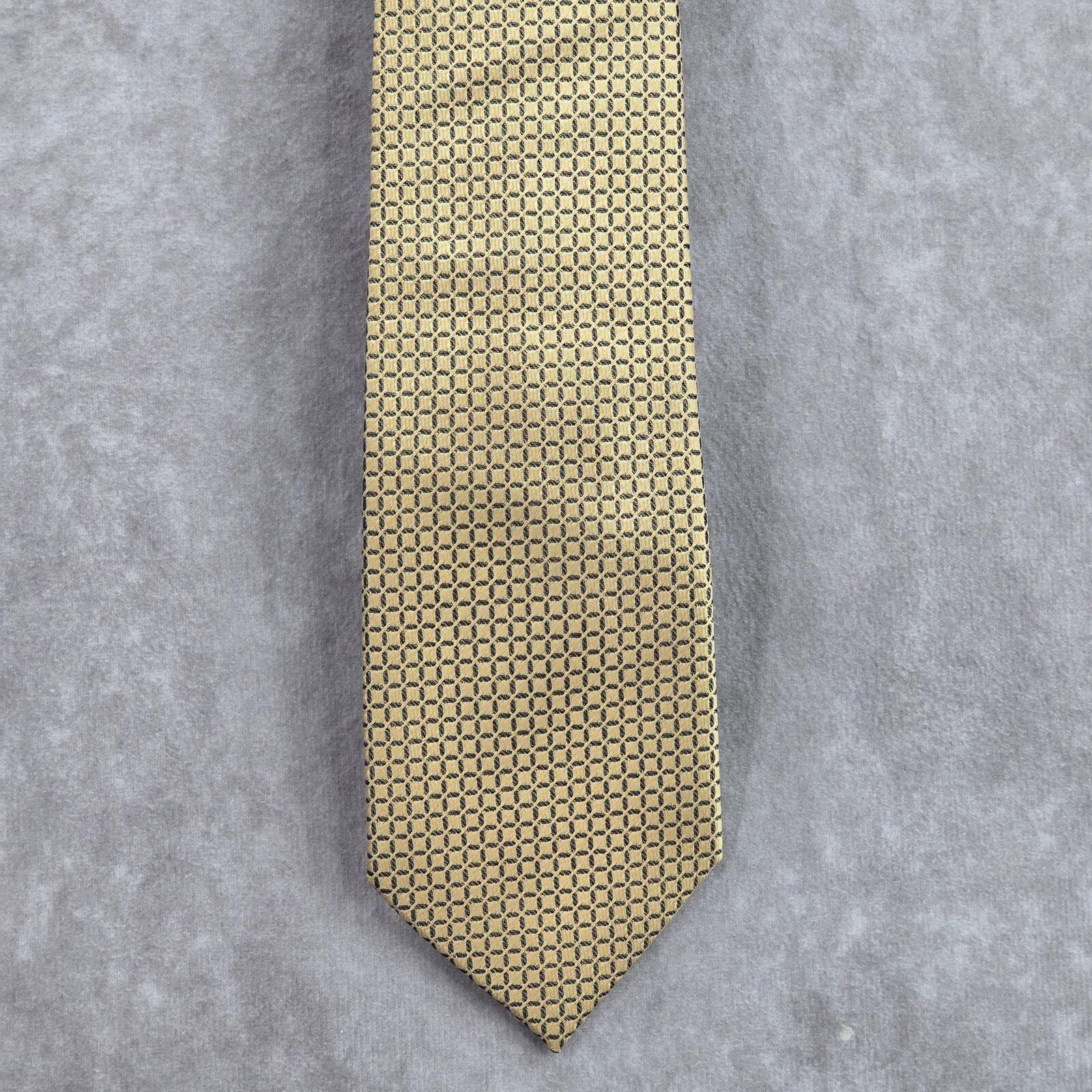 Zeke Gold Gray Geometric Square Executive Silk Executive Neck Tie Men's
