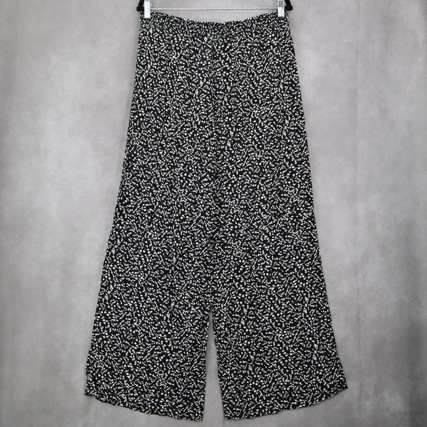 Decree Black Pull On Wide Leg Floral Boho Beach Comfy Trouser Pants Large