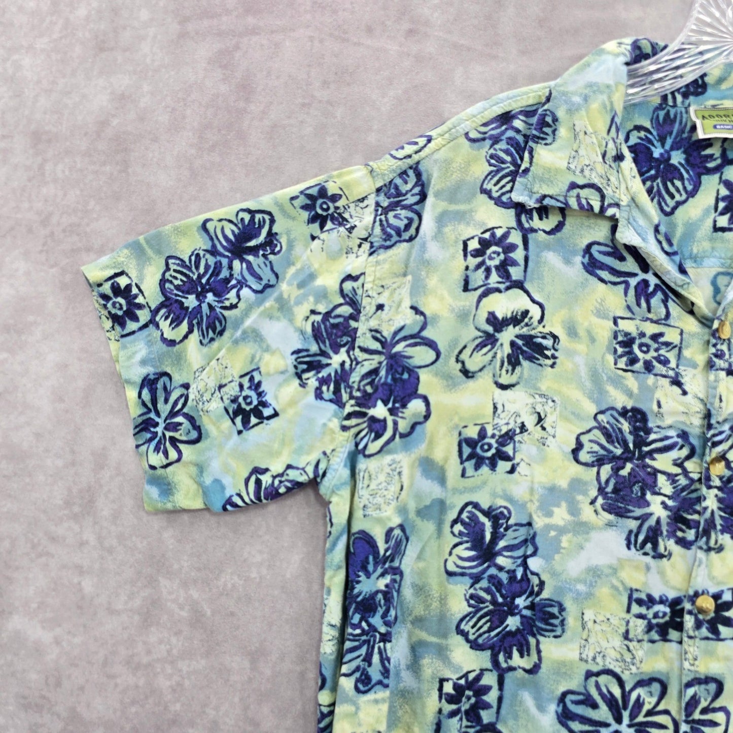 Address Unknown Green Palm Tropical Surf Island Vintage Relax Hawaiian Shirt L