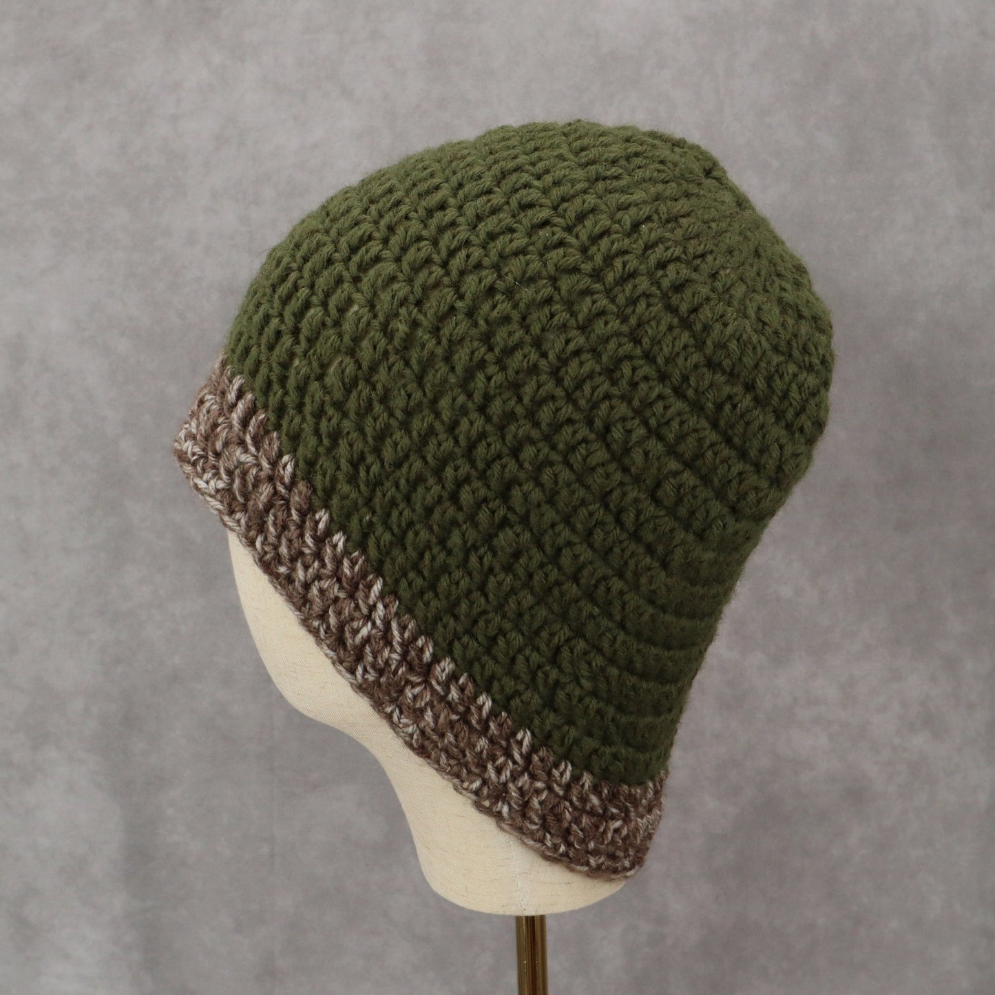 Green Crochet Gray Y2K Cable Knit Skater Cottage Cozy Beanie Cap Hat OS