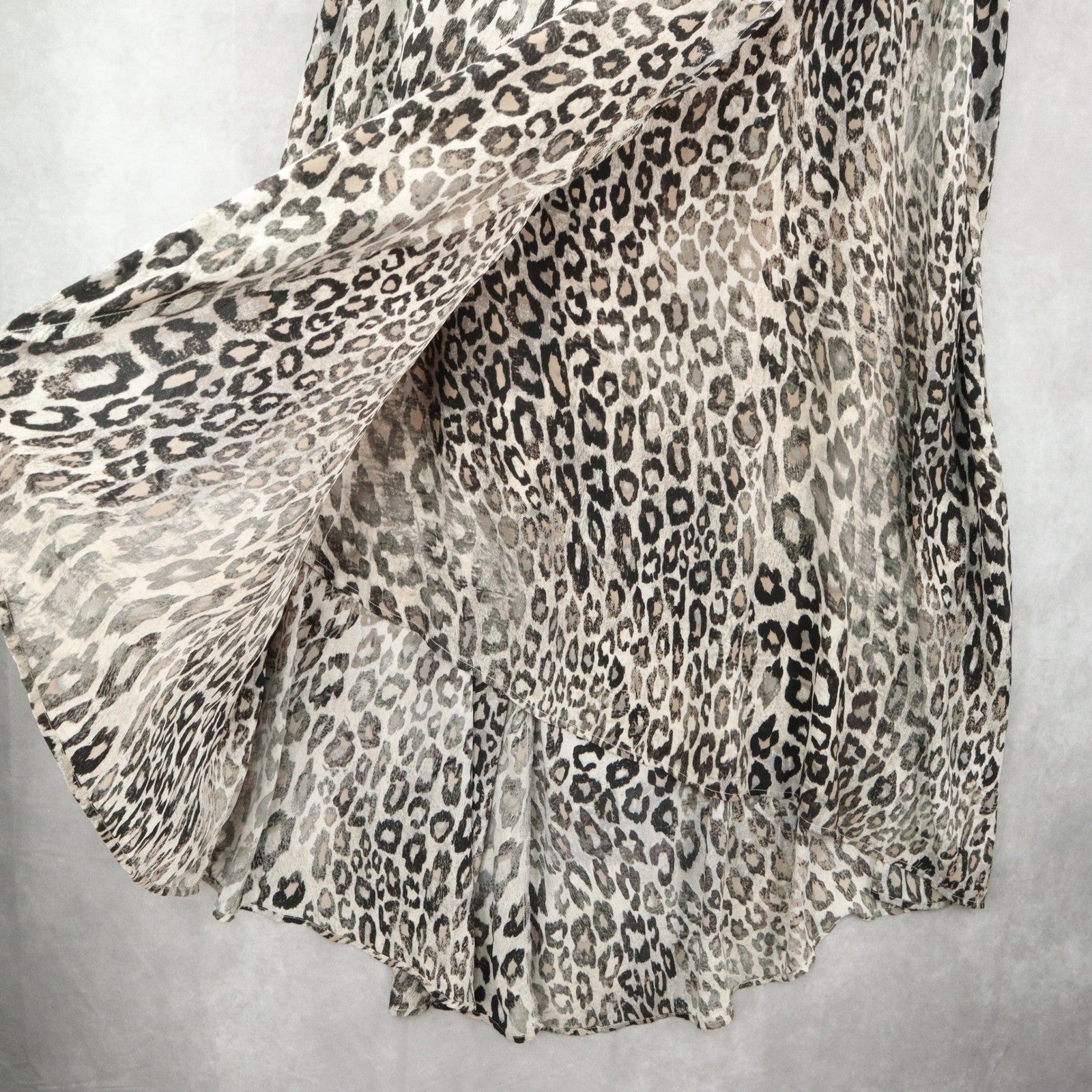 Bobeau Gray Animal Print Maxi Wrap High Low Romantic Chic Flare Skirt Plus 3X