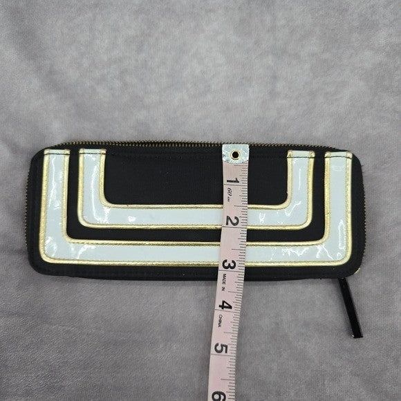 MAC Black White Gold Small Zip Makeup Cosmetics Slim Pouch Bag