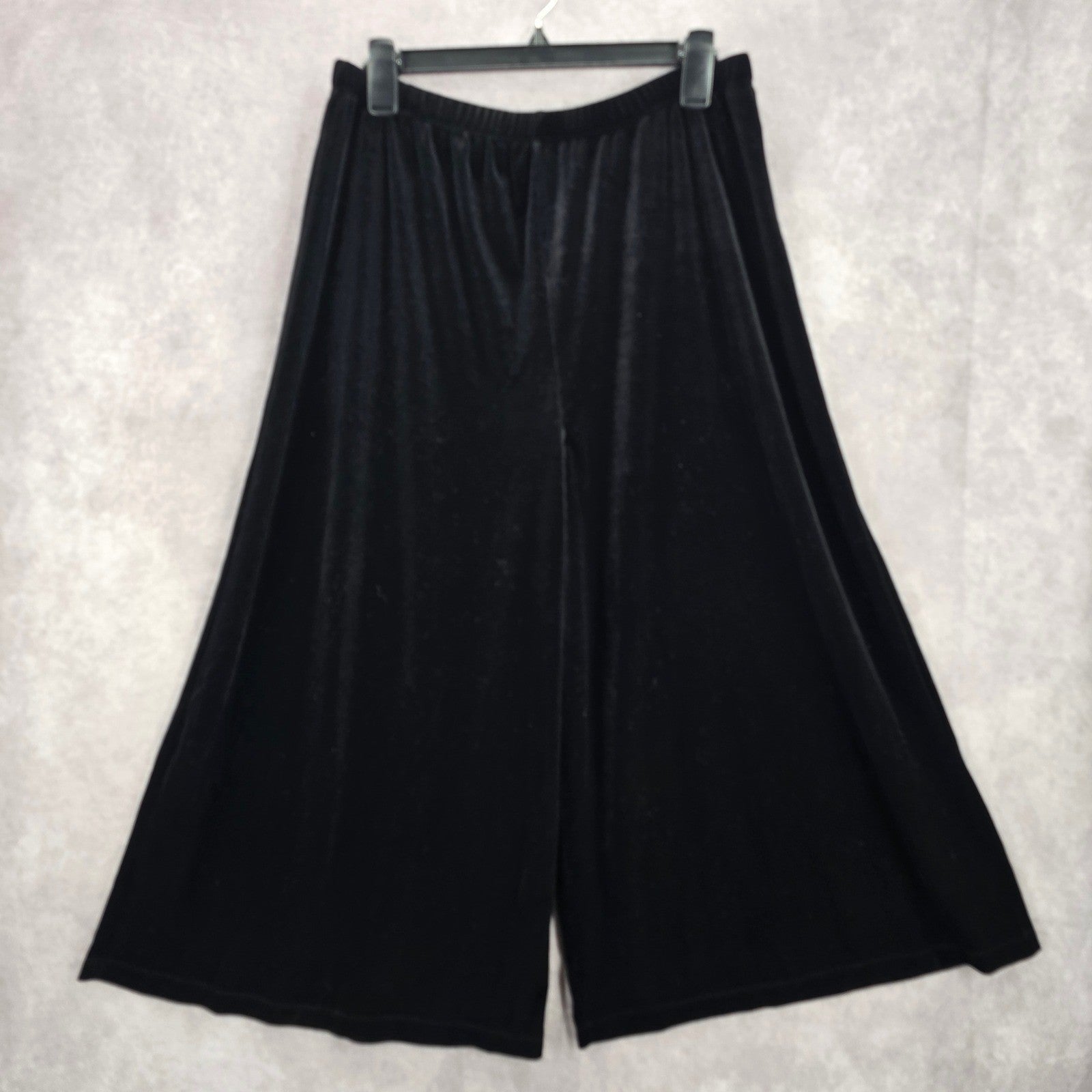 White Stag Black Velvet Crop Pants Ultra Wide Leg Boho Stretchy Capri M Medium