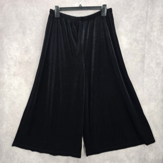 White Stag Black Velvet Crop Pants Ultra Wide Leg Boho Stretchy Capri M Medium