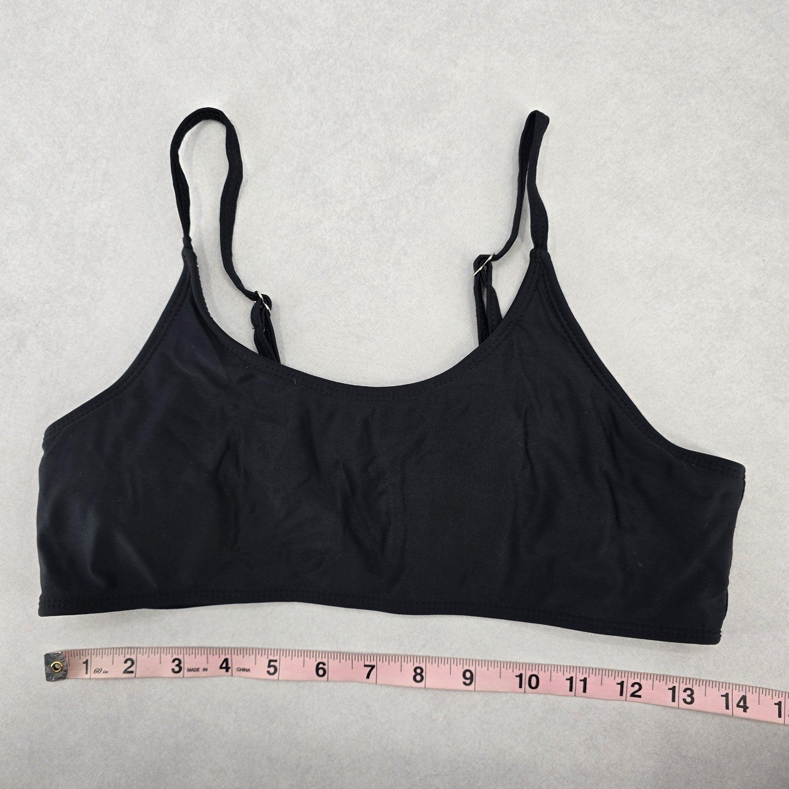 Black Padded Y2K Classic Pull On Swim Sports Bra Beach Bikini Top M Medium