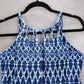 24th & Ocean Blue Halter Cutout Geometric Bikini Beach Swim Tankini Top M Medium