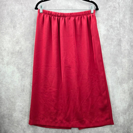 Red Midi Pull On Elastic Split Executive Suit Skirt Plus 14W