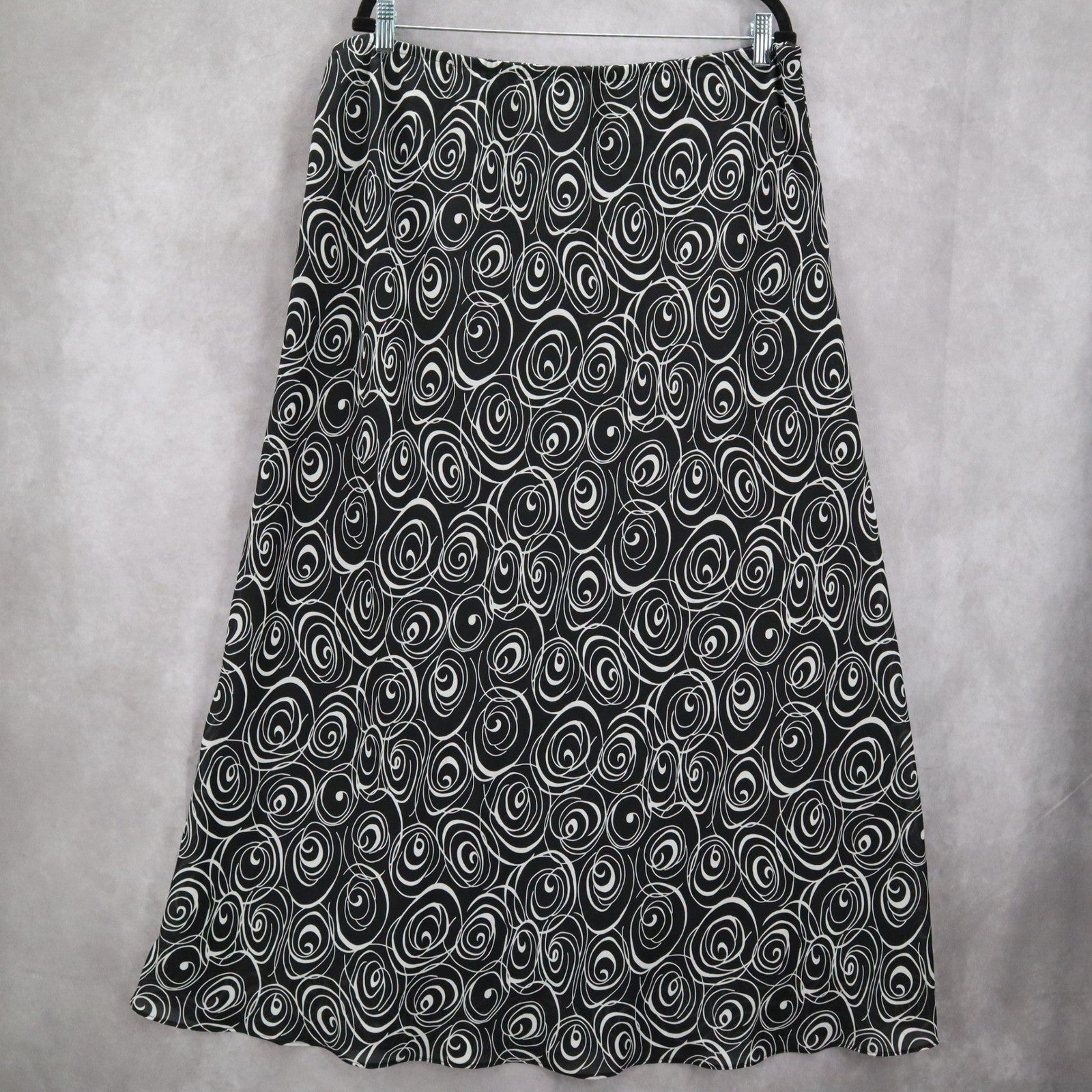 JBS Ltd Black Geometric Swirl Beach Long Flare Maxi Pull On Skirt Plus 20W