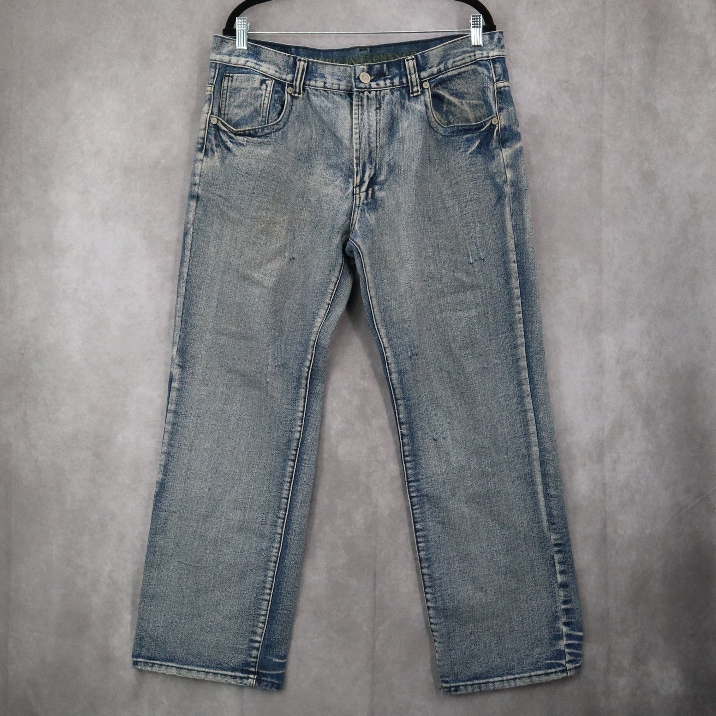 American Exchange Blue Mens Denim Faded Jeans Straight Leg Cotton VTG 36x30