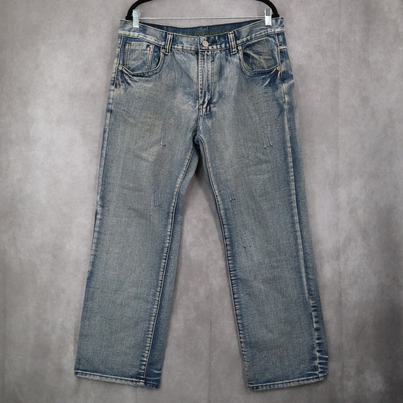 American Exchange Blue Mens Denim Faded Jeans Straight Leg Cotton VTG 36x30