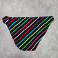 Malibu Dream Girl Black Red Pink Stripe Cheeky Bikini Bottom Swimwear M Medium