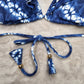 Victoria's Secret Blue White Bikini Top Tie Back Adjustable Swimwear M Medium