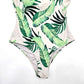 Old Navy Tropical Leaf White One Piece Bathing Suit Swimwear Medium