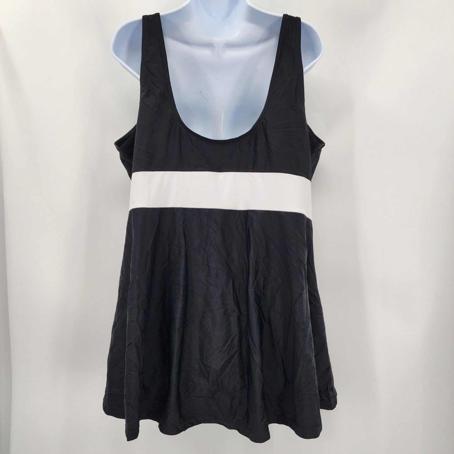 Shein Black White Tankini Swimwear Swim Suit Bathing Padded Bra Top Plus XXL