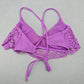Xhilaration Purple Boho Crisscross Cutout Floral Bikini Bra Swim Top S Small