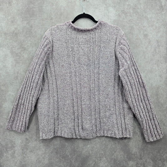 Erika Purple Chunky Oversized Ribbed Pullover Soft Y2K Chenille Sweater Plus 2X