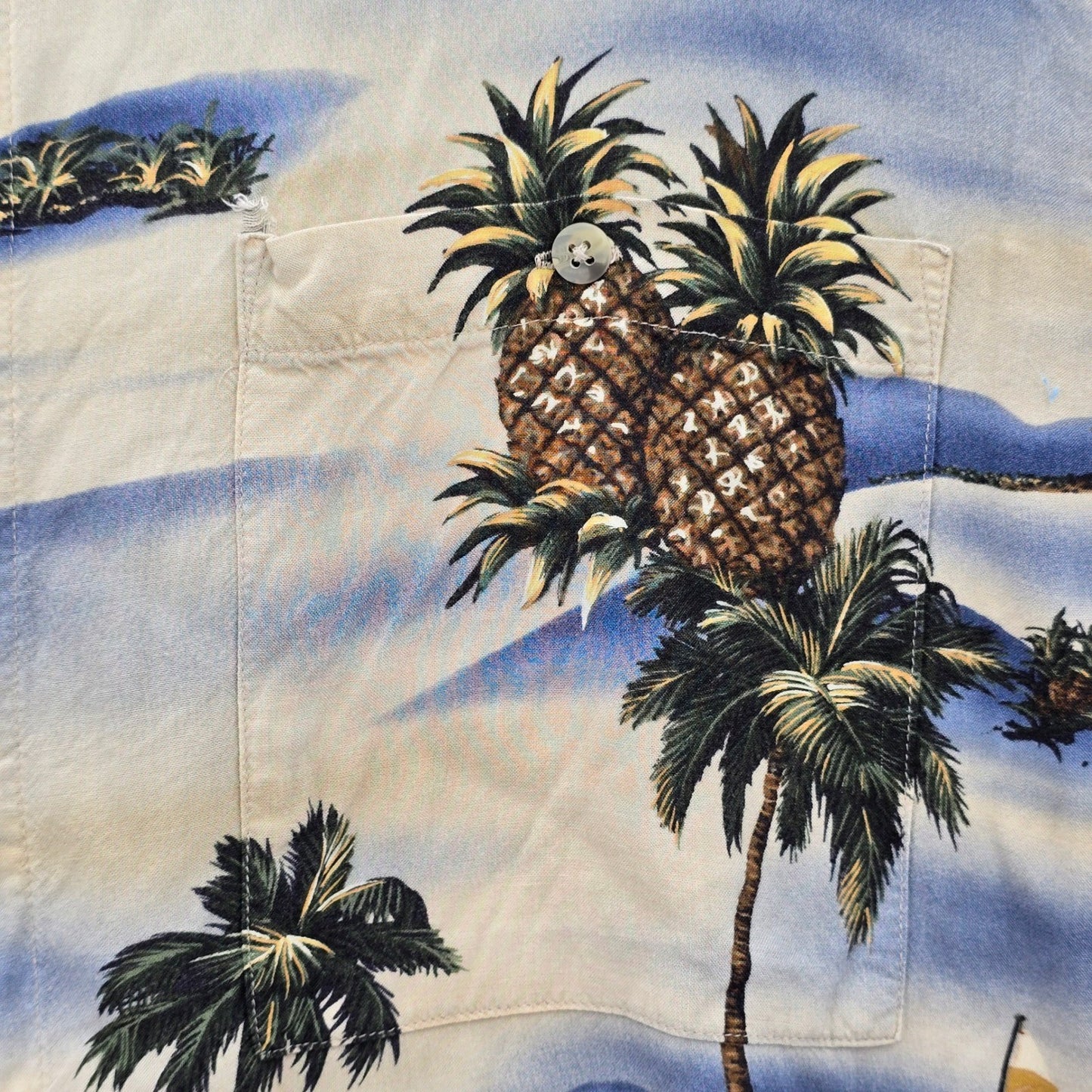 Campia Moda Beach Palm Tropical Surf Island Vintage Relax Hawaiian Shirt L
