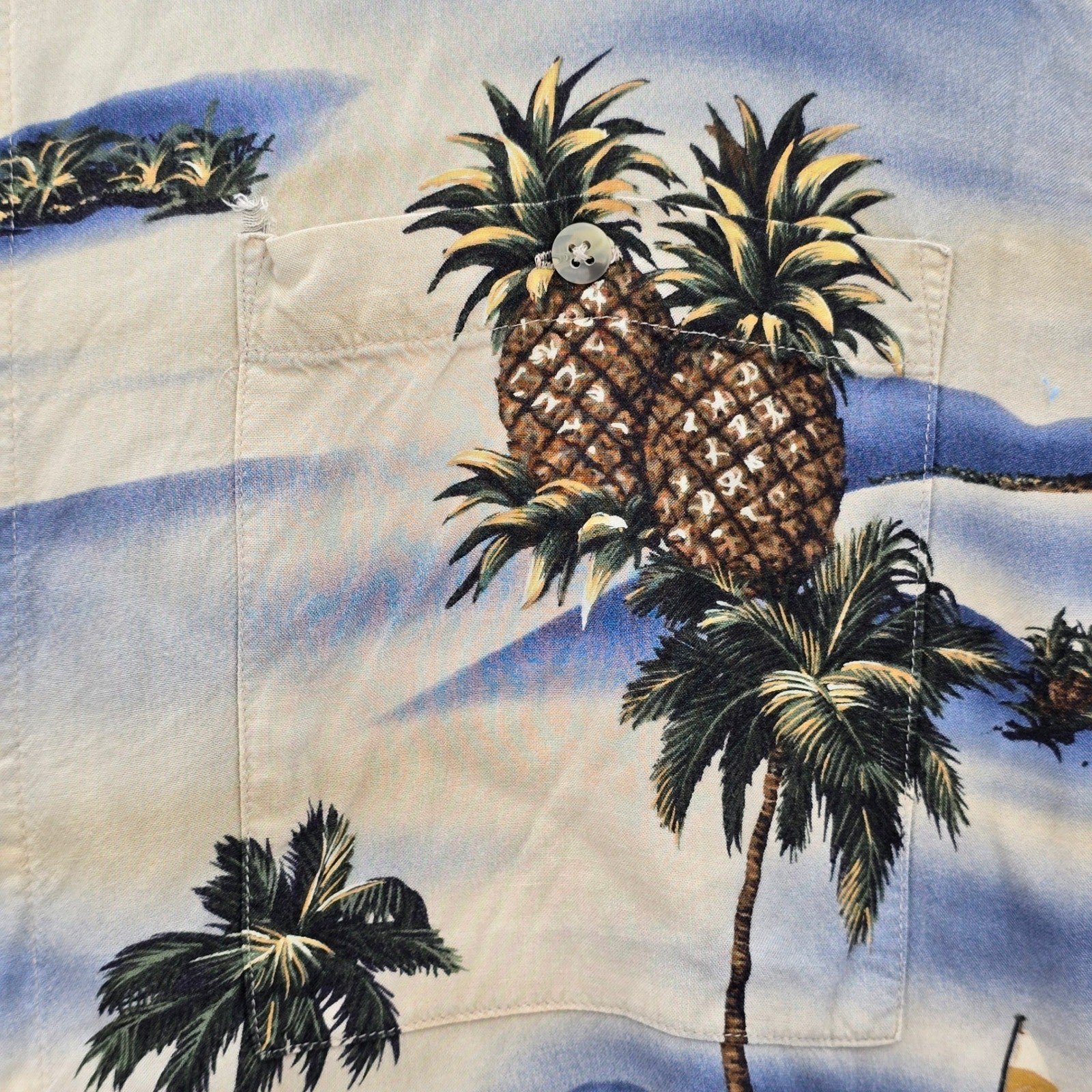 Campia Moda Beach Palm Tropical Surf Island Vintage Relax Hawaiian Shirt L