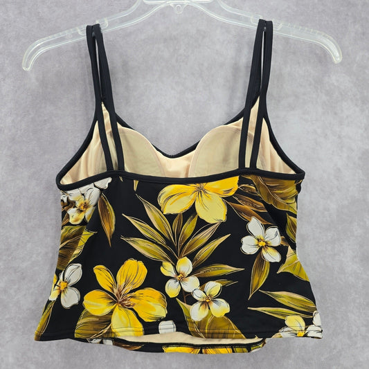 White Stag Yellow Floral Crop Padded Swimwear Tankini Tank Top Medium M 8/10