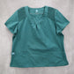 Adar Green Medical Uniform Scoop Neck Smocked Pocket Short Sleeve Top Plus 3XL