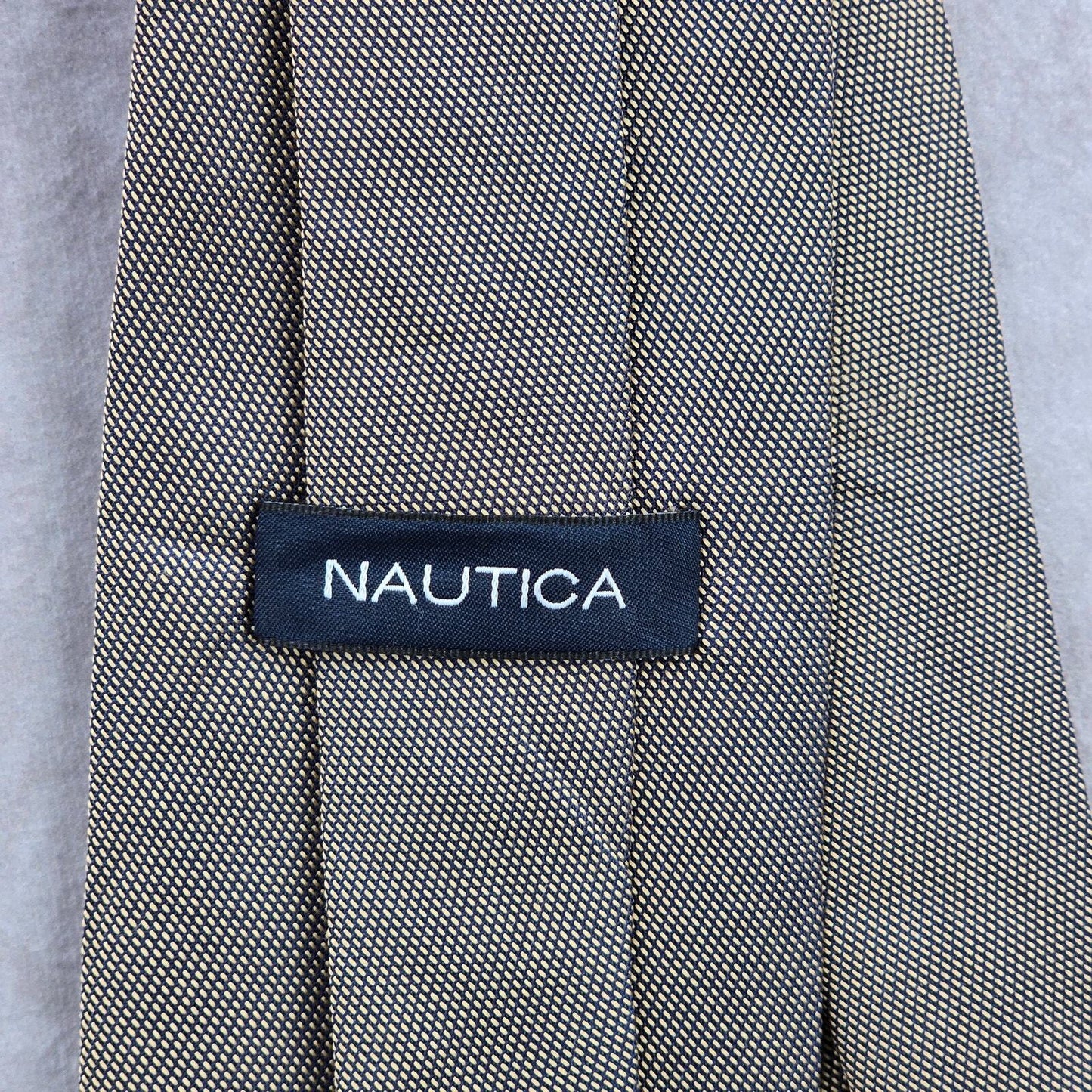 Nautica Gold Blue Geometric Dots Stripes Executive 100% Silk Men's Neck Tie