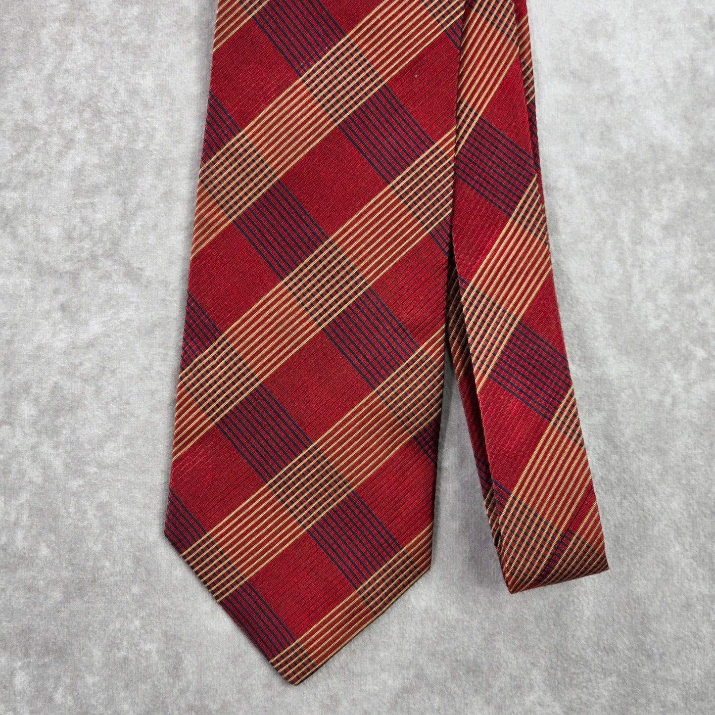 Jos. A. Bank Corporate Red Gold Plaid Tartan 100% Silk Men's Neck Tie Executive