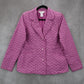 Susan Graver Purple Embroidered Floral Scallop Notch Cotton Jacket Blazer Small