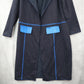 Zentoni Black Peak Lapel Blue Collar Flap Pocket Regency Trench Coat Jacket M