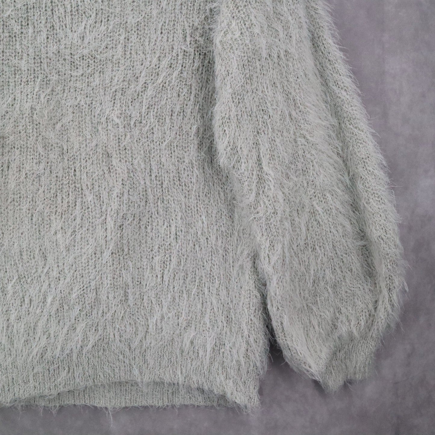 Easel Fuzzy Sweater Gray Shaggy Knit Pullover Cozy Grunge Y2K Softcore M Medium