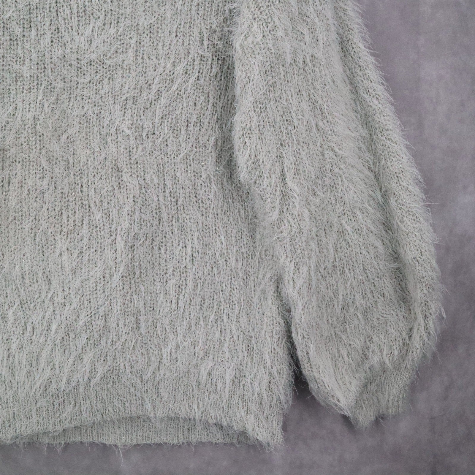 Easel Fuzzy Sweater Gray Shaggy Knit Pullover Cozy Grunge Y2K Softcore M Medium