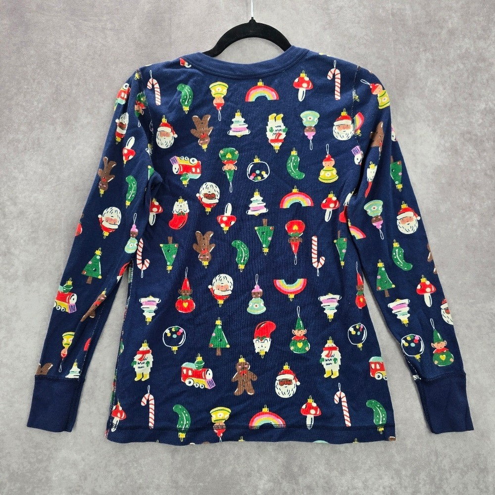 Hanna Andersson Blue Christmas Holiday Ornament Printed Long Sleeve Top Medium