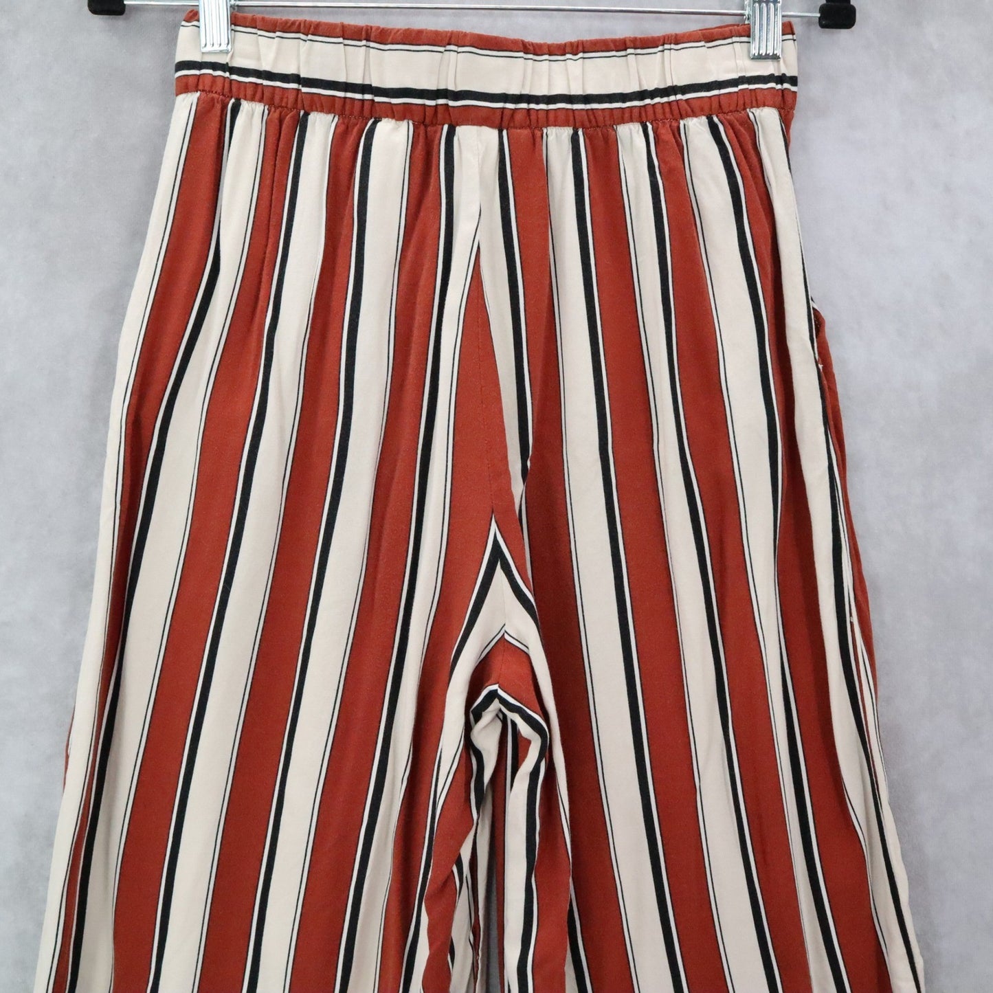 H&M Blown Striped Palazzo Wide Leg Boho Harem Trouser Pull On Pants Small 6