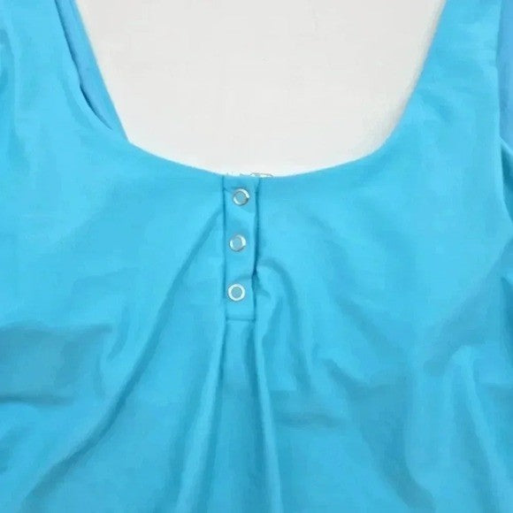 No Boundaries Blue Padded Button Front Cover Bikini Top Swimwear XL