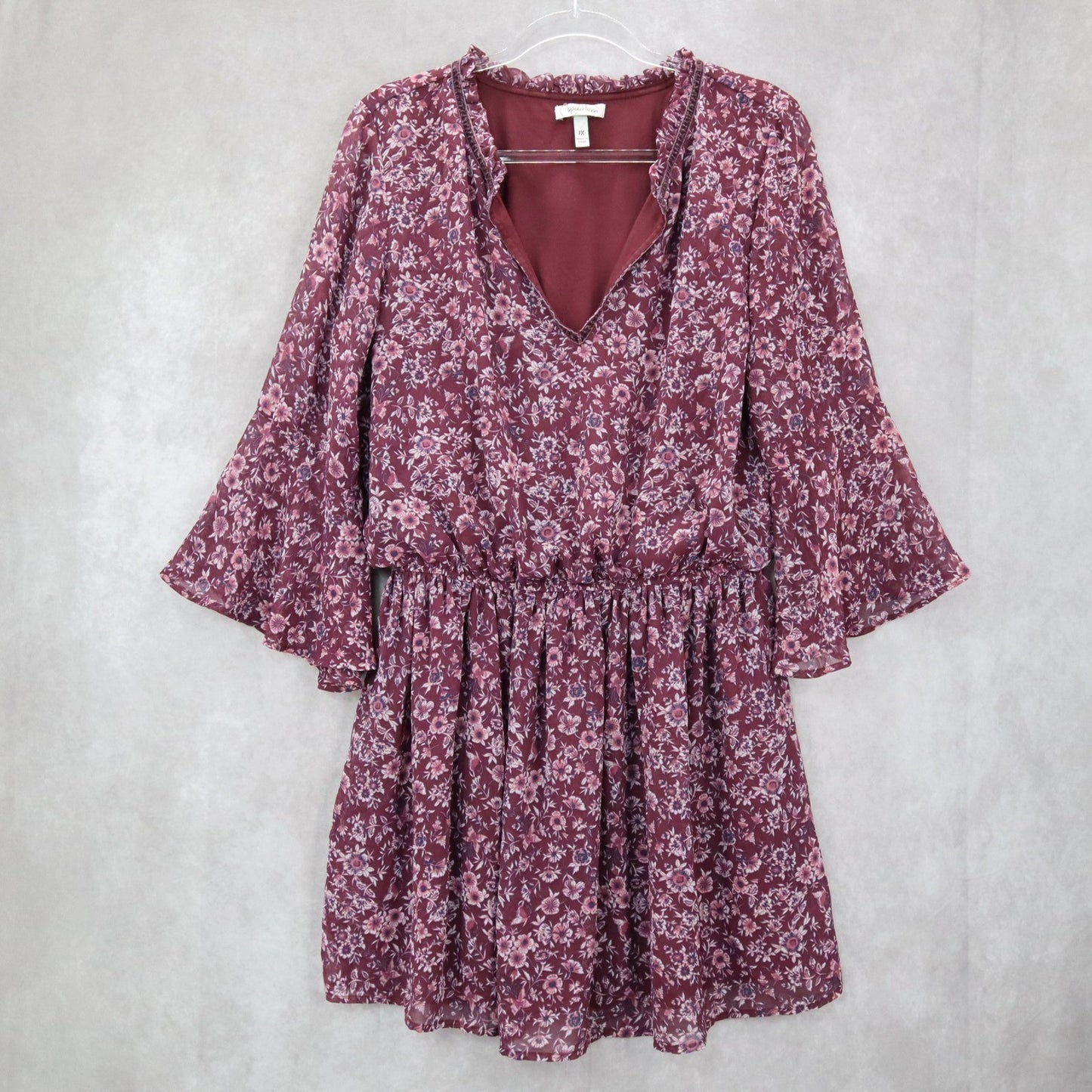 Speechless Purple Floral Fit Flare Boho Ruffle Flirt Bell Sleeve Dress Plus 1X