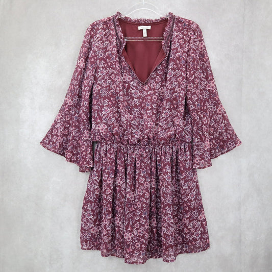 Speechless Purple Floral Fit Flare Boho Ruffle Flirt Bell Sleeve Dress Plus 1X