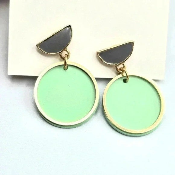 Green Gold Half Circle Stud Dangle Boho Retro Earrings Fashion Jewelry E75