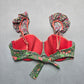 Maaji Pink Geometric Ruffle Padded Tie Floral Swim Bra Beach Bikini Top L Large