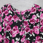 Torrid Floral Blouse 3/4 Sleeve V-Neck Tunic Top Black Pink Rose Print Flowy 2
