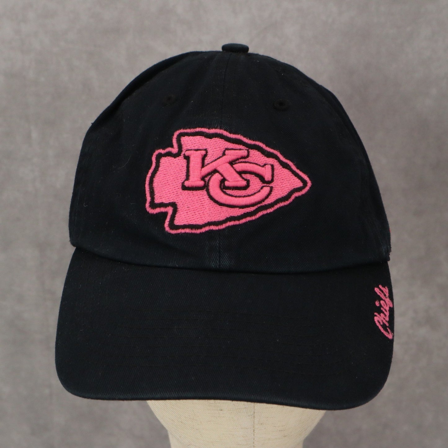 Kansas City Chiefs '47 Brand Black Pink Cloth Strap Athletic Baseball Hat Cap