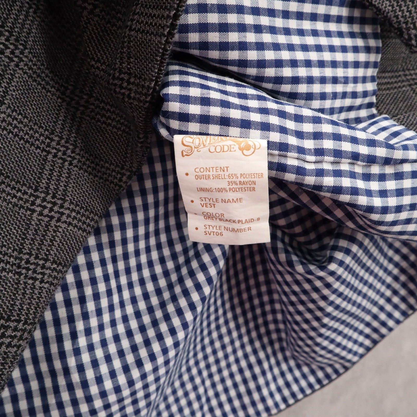 Sovereign Codes Gray Checker 5 Button Point Pocket Waistcoat Formal Suit Vest XL